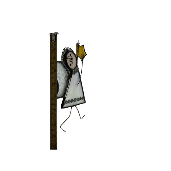 Leaded Stained Glass 7" Angel Fairy Star Suncatcher Christmas Holiday (Straight - Picture 3 of 3